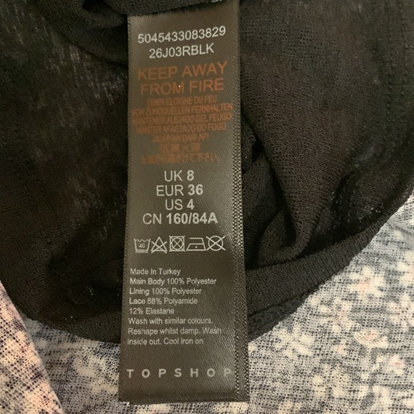 Navy dainty flower print spaghetti strap dress, petite size 4 - Picture 8 of 8